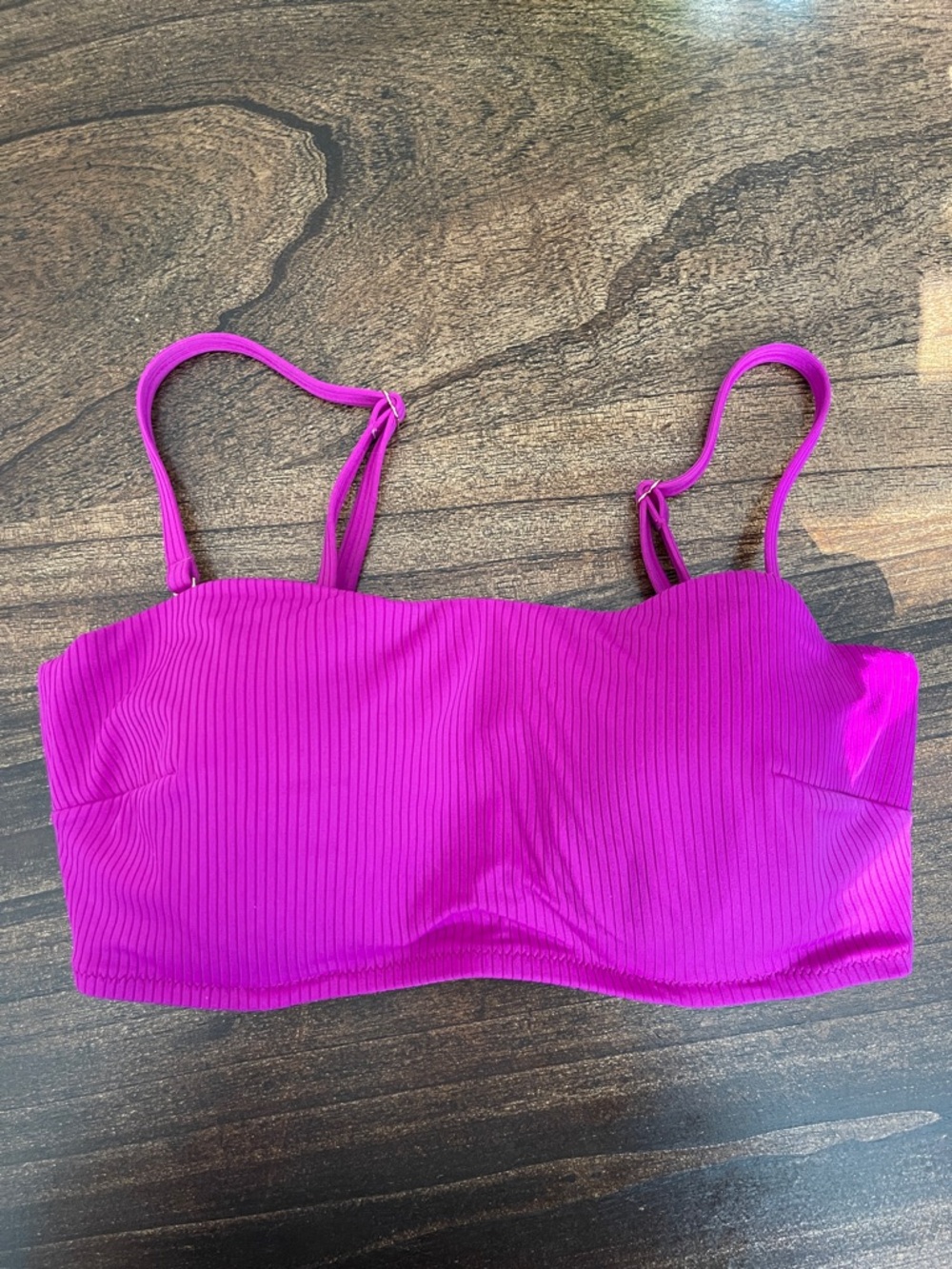 Shade & Shore Hot Pink Ribbed Underwire Bikini Top
